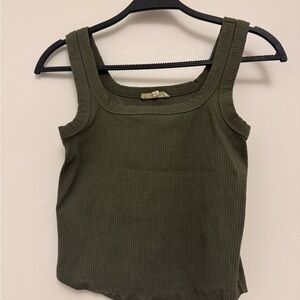 Madewell Luma Tank: Olive Ribbed Tank Top